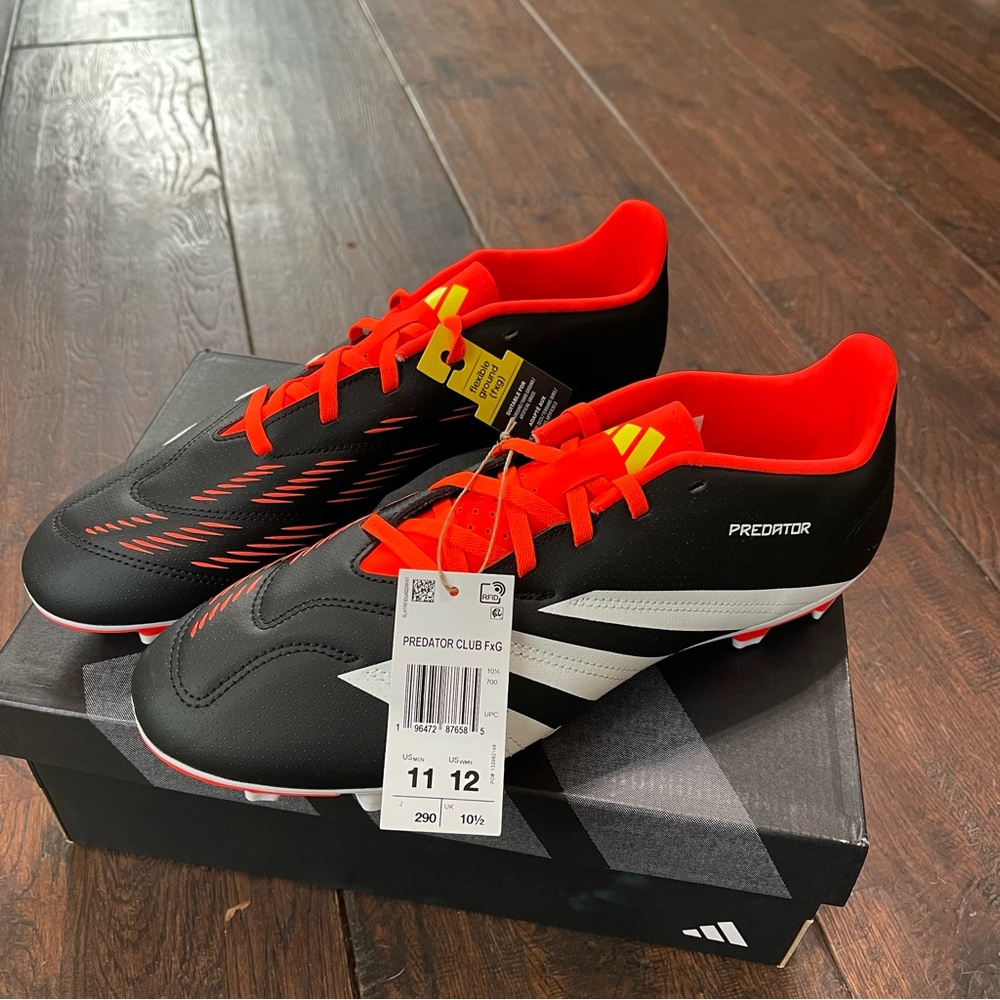 Adidas Predator Club FG Black Red Unisex Soccer Shoes cleats spikes running